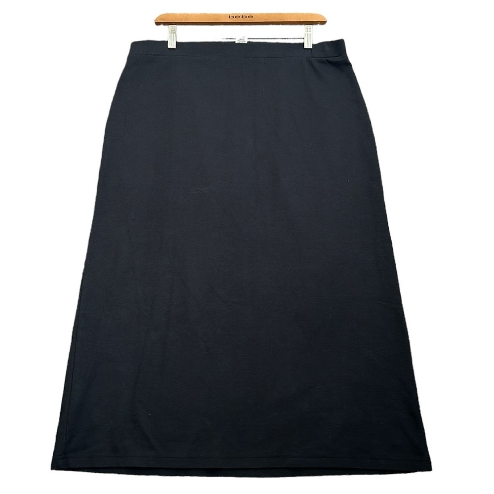 LL bean black midi pull on skirt size large office work wear casual
